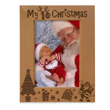 Christmas hot selling custom 5x7 Natural Wood Engraved My First Baby's 1st Christmas christmas decorations Picture Frame
